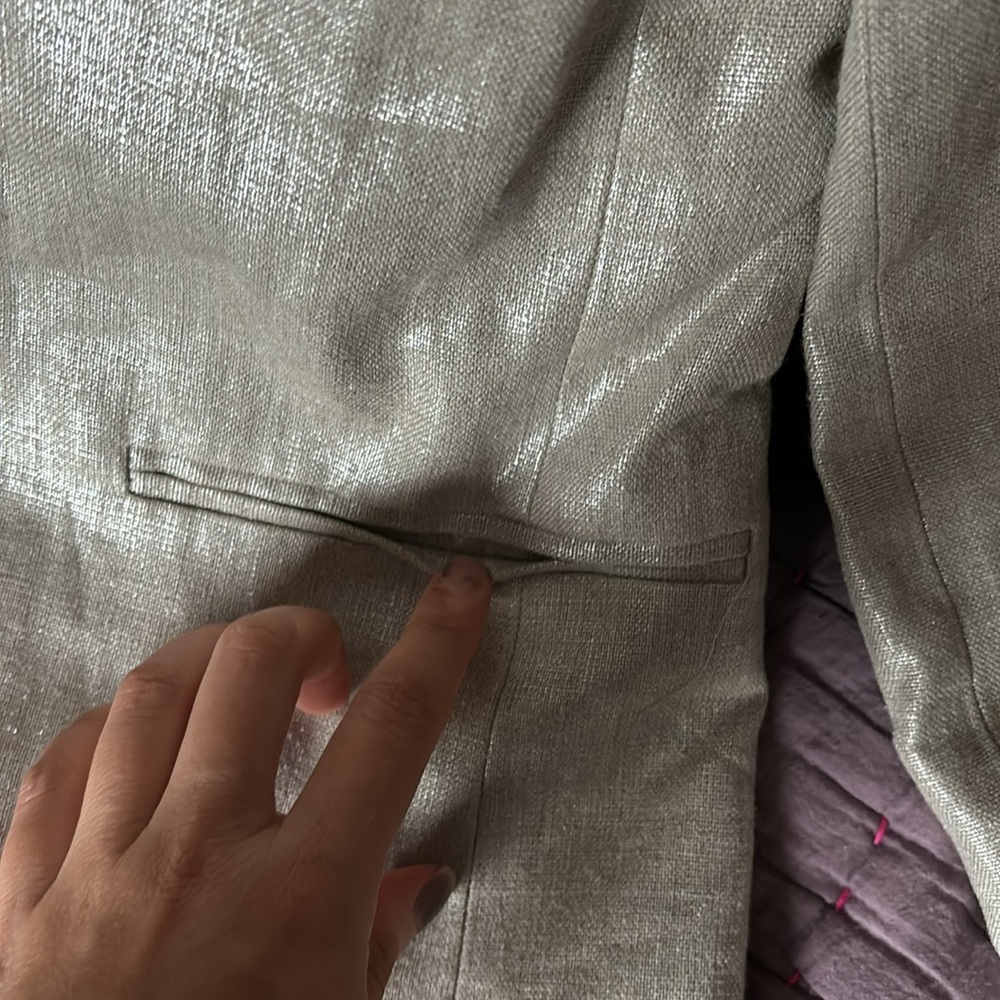 🤍🩶ZARA Silver Linen Blazer - Picture 8 of 13